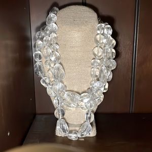 Clear crystal multi layer statement necklace